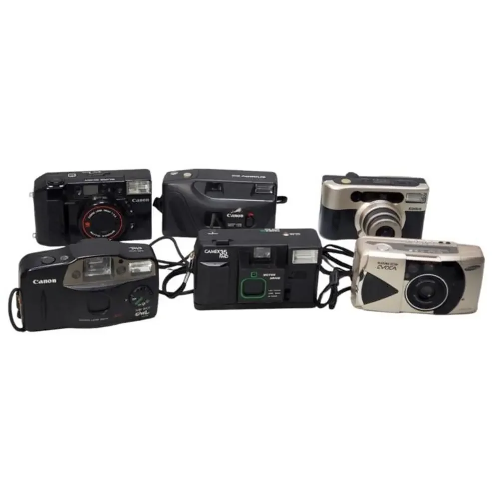 Vintage Lot Of 6 35mm Cameras For Parts As Is Canon Camex Samsung Konica